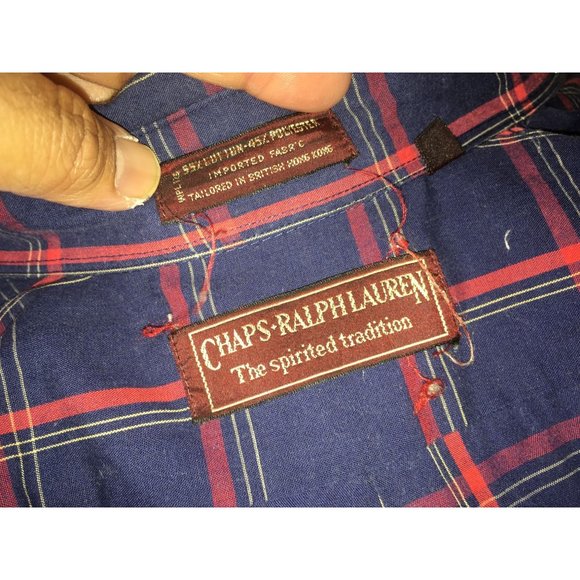 Mens Size Small Chaps Ralph Lauren Button Up Red/Blue Flannel Shirt - Picture 5 of 6